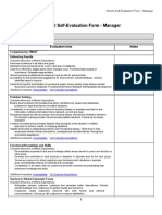 Annual Self-Evaluation Form - Manager: Date: Employee Name: Evaluation Area Notes