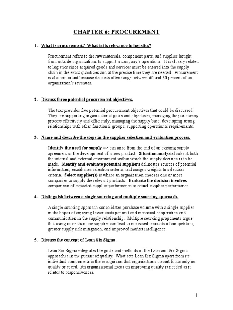 Procurement Fundamentals and Objectives | PDF | Procurement | Supply Chain