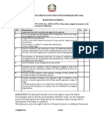 Requisite Documents For Tirocinio/Formazione Visa