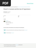On the Law of Capacitance and Planck's Constant