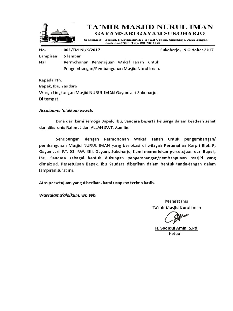 Surat Persetujuan Warga Revisi Pdf
