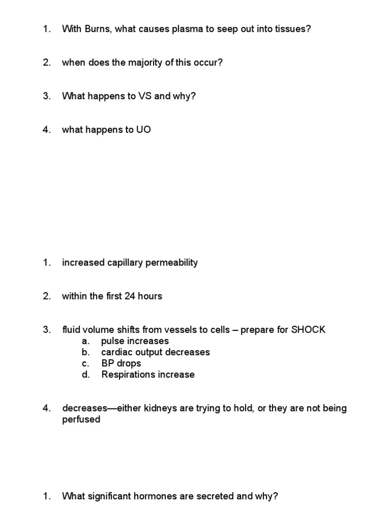 With Burns, What Causes Plasma To Seep Out Into Tissues? PDF Burn