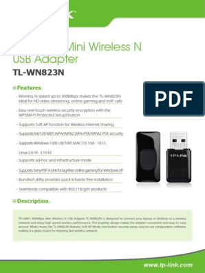 TL-WN823N V2 Datasheet | PDF | Wi Fi | Wireless Networking