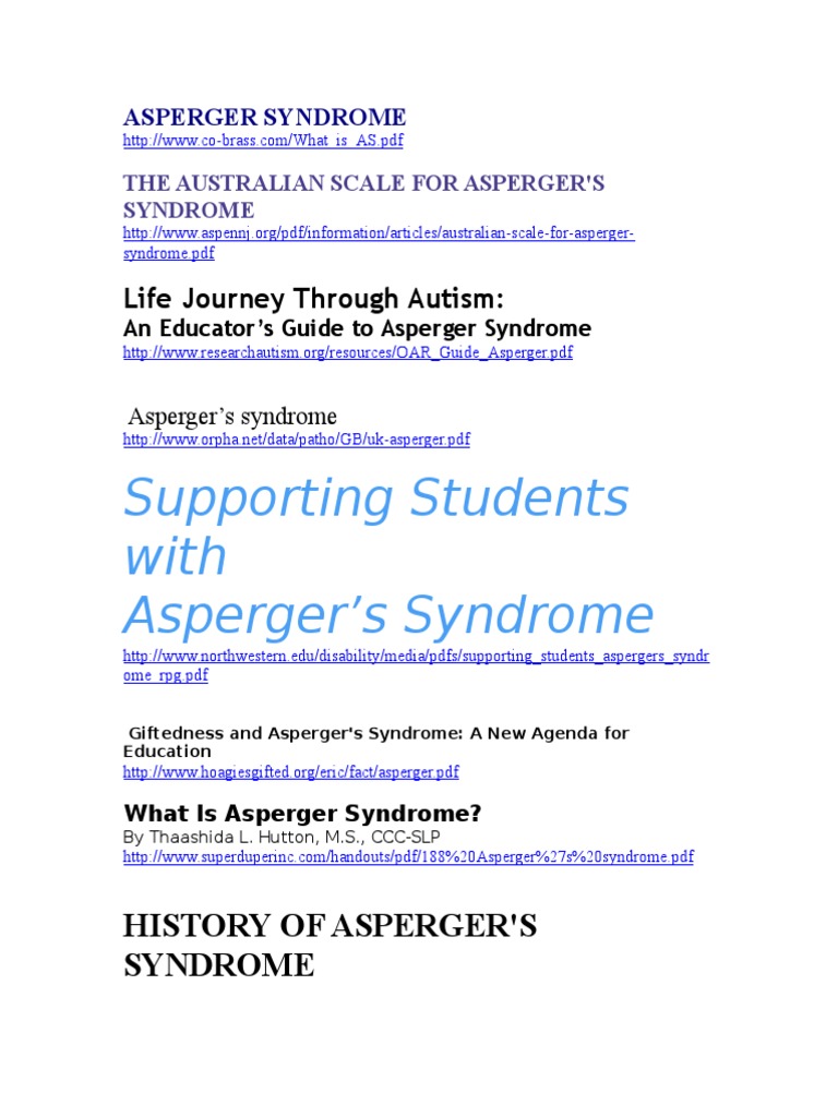 Asperger Syndrome | PDF | Asperger Syndrome | Autism