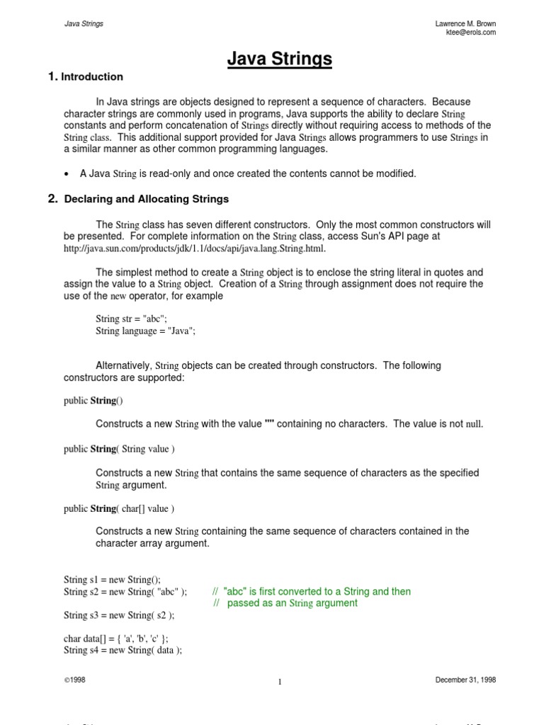 Java Strings: Lawrence M. Brown | Download Free PDF | String (Computer ...