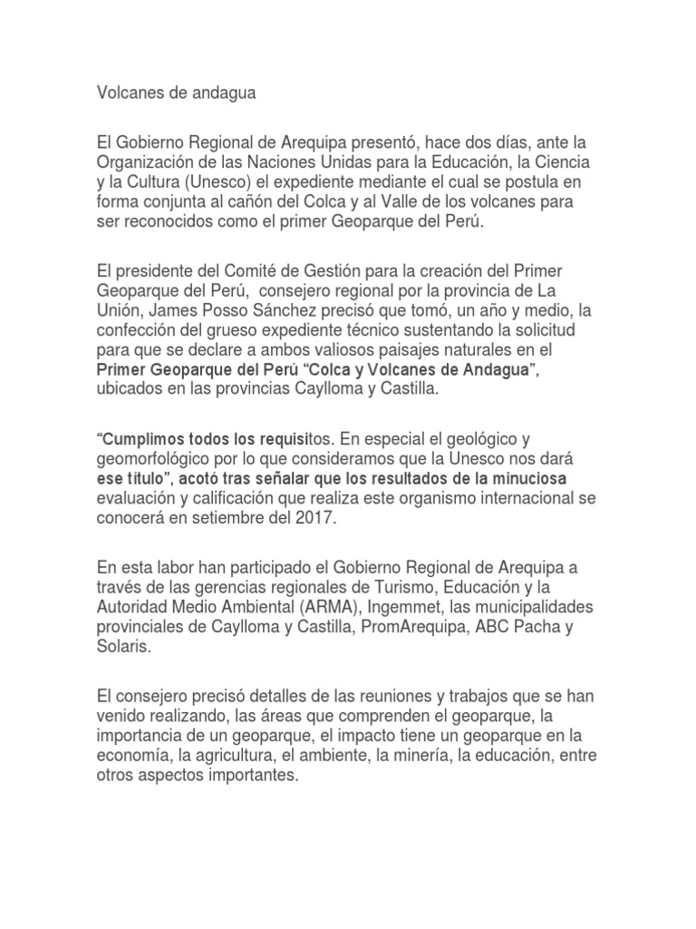 Volcanes de Andagua PDF Turismo Volcán