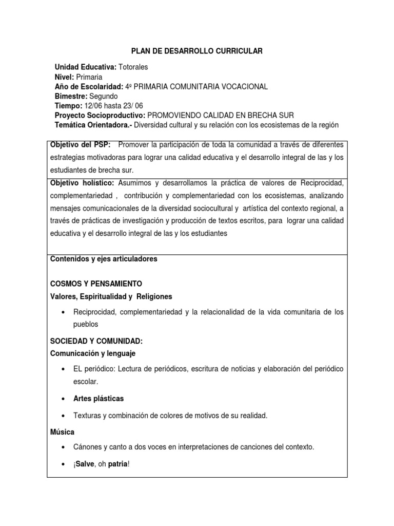 Plan de Desarrollo Curricular Secundaria | PDF | Sociedad | Science