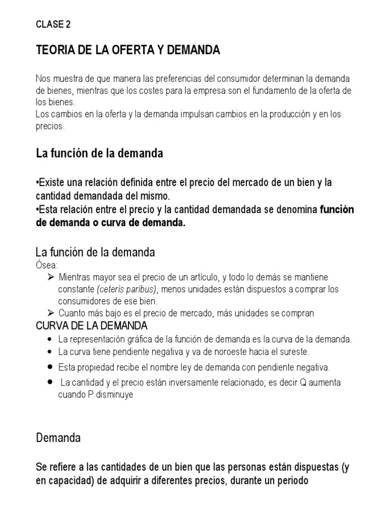 Teoría de La Oferta y La Demanda | PDF | Oferta (economía ...