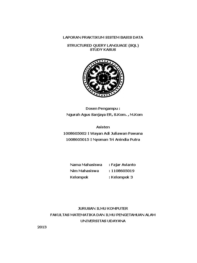 Laporan Praktikum SQL untuk Mahasiswa | PDF | Metode & Bahan Ajar