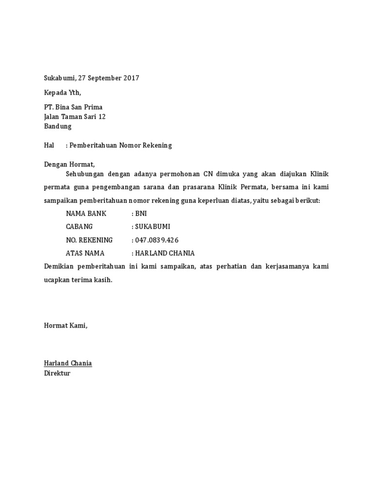 Contoh Surat Pemberitahuan Formal