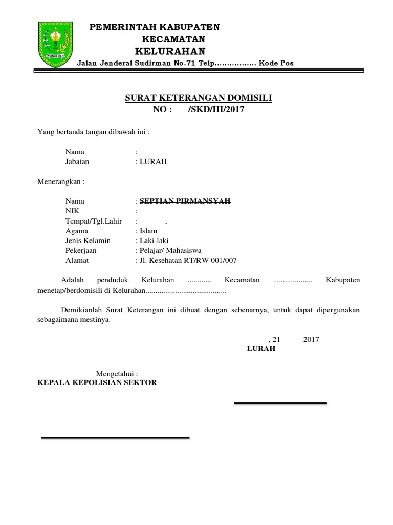 Contoh Surat Keterangan Domisili Yayasan