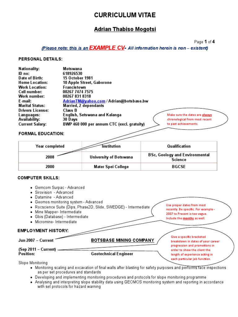 Geologist CV Example | PDF | Geotechnical Engineering | Geology