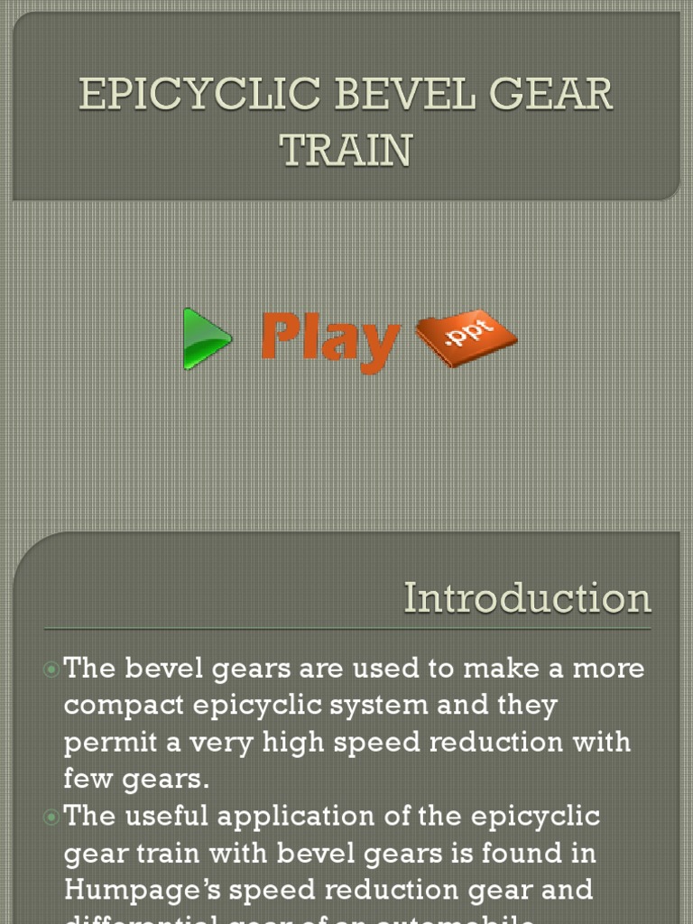 Epicyclic Bevel Gear Train PDF