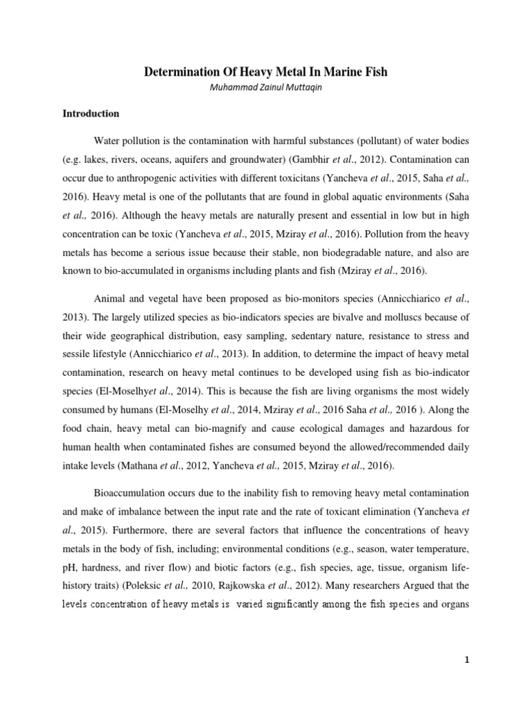 Determination of Heavy Metal in Marine Fish 2 | PDF | Aluminium ...