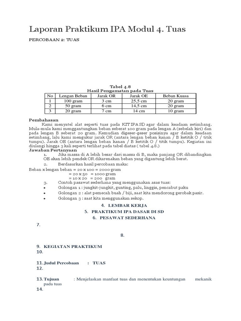 Laporan Praktikum Ipa Modul 4 Tuas Docx