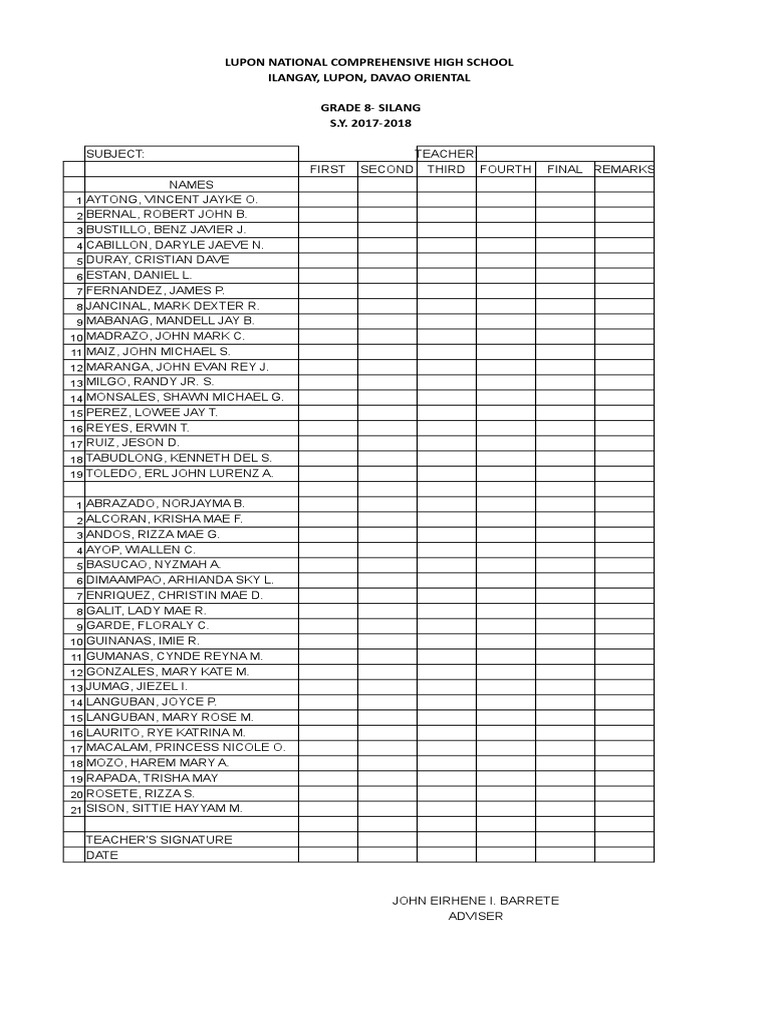 Composite and Grading Sheet PDF