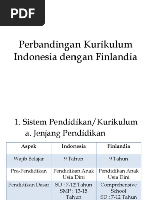 Perbandingan Kurikulum Indonesia Dan Finlandia Pdf