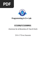 Programming in C++ - Lab Manual 2016-2017