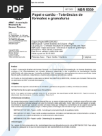 NBR 05339 PB 4 - Papel e Cartao - Tolerancias de Formatos e Gramaturas