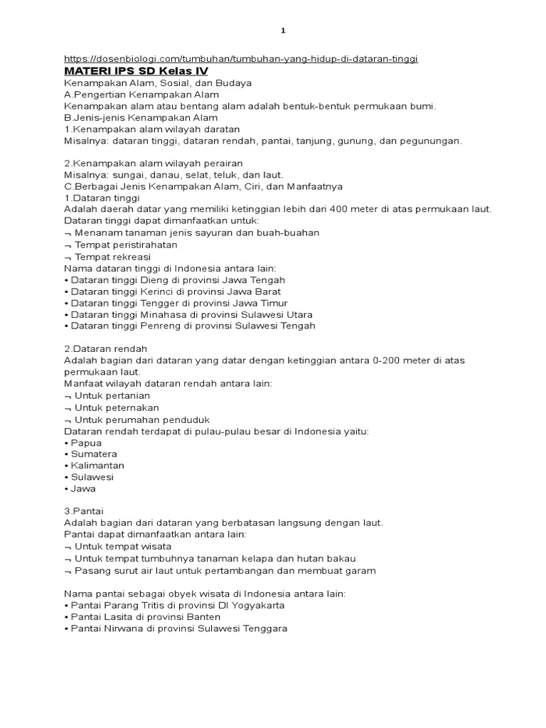 Materi Ips Sd Kelas Iv