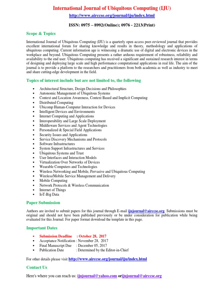 International Journal of Ubiquitous Computing | PDF | Computer Network ...