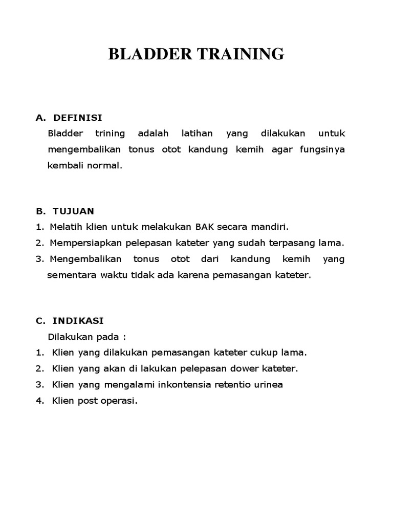 Prosedur Bladder Training untuk Kateter | PDF | Griya & Taman | Sains ...