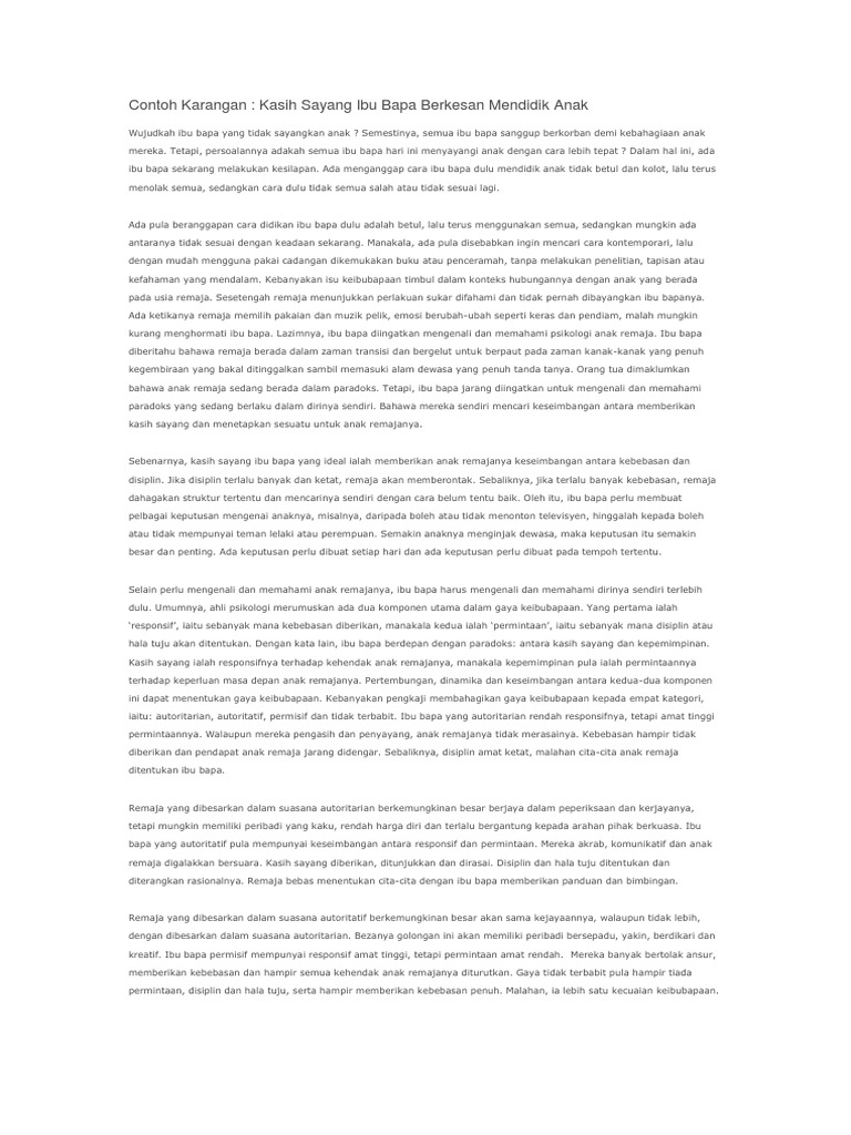Hormati Dan Kasih Sayang Pada Ibu Bapa Pdf