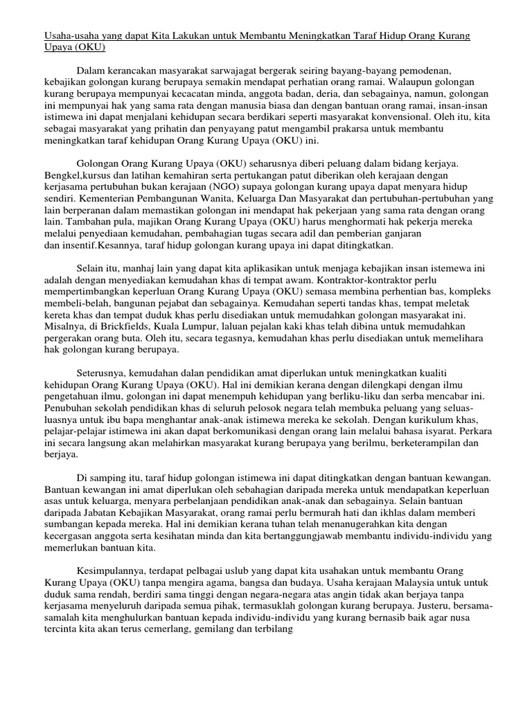 Usaha Membantu Oku Pdf