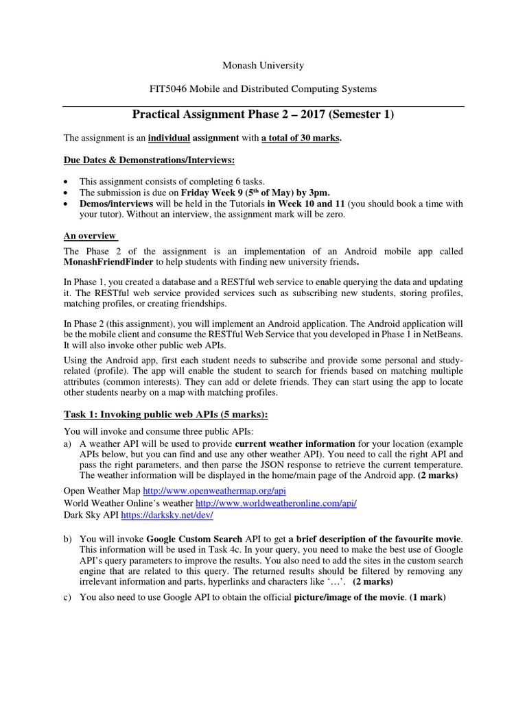 FIT5046 Mobile App Assignment Guide | PDF | Application Programming ...