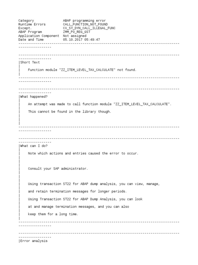 ABAP Error: Function Module Not Found | PDF