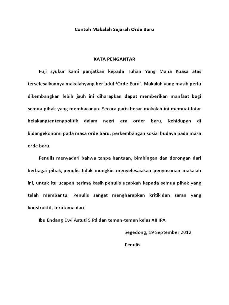 Contoh Makalah Sejarah Orde Baru Docx