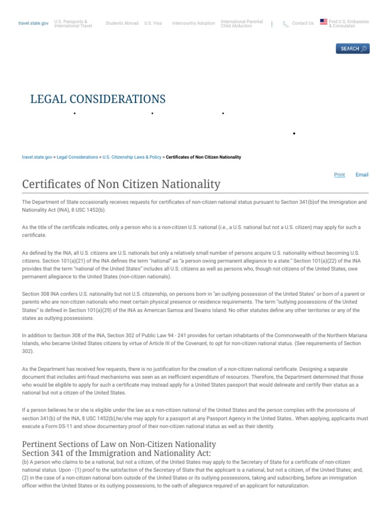 Certificates of Non Citizen Nationality | PDF | United States Nationality  Law | Immigration
