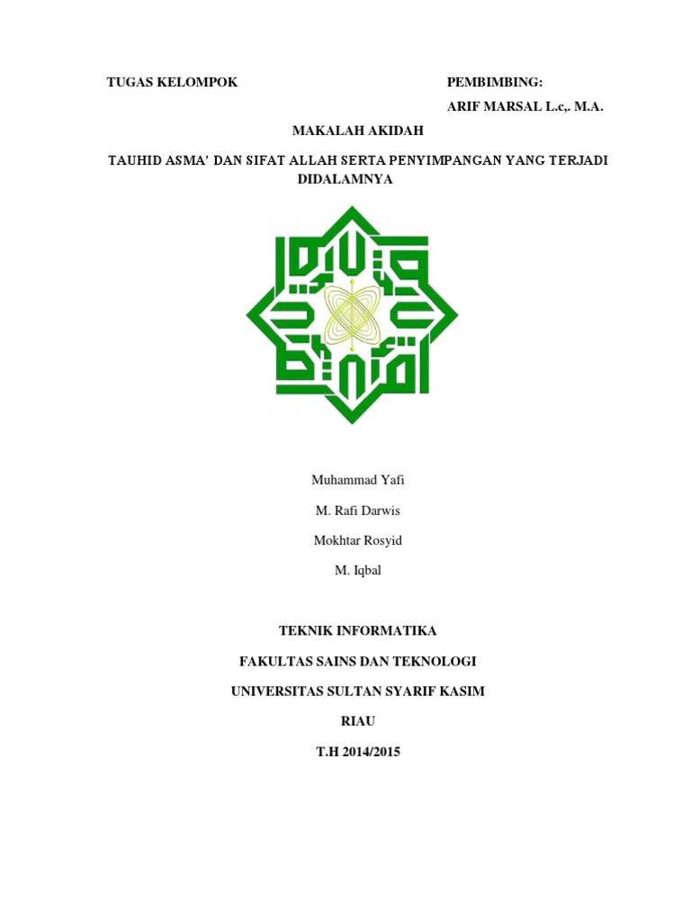 Makalah Akidah Kelompok 5 Tif Uin Suska