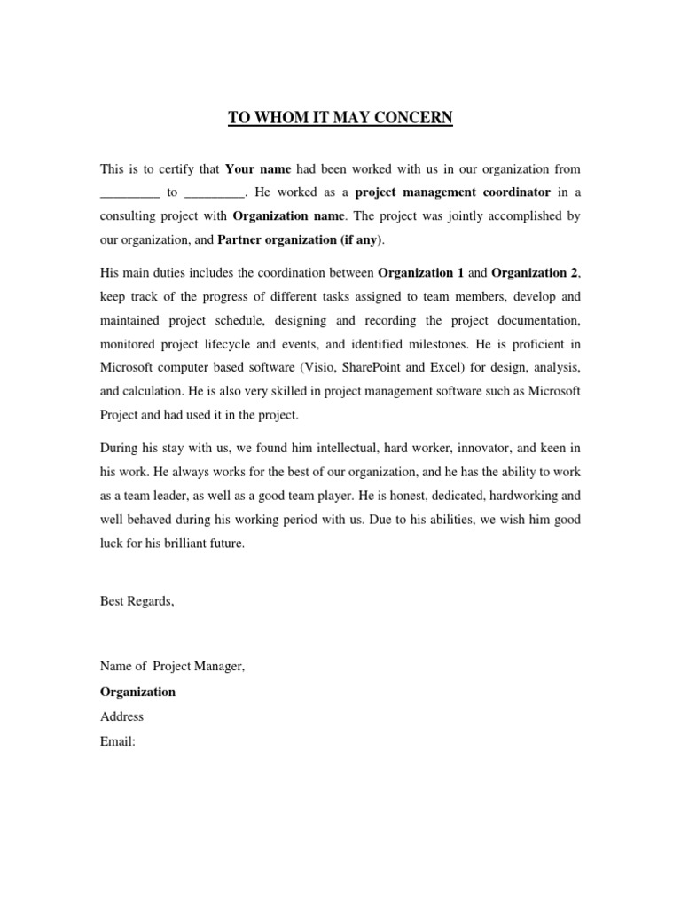 Experience Letter - Project Managemnet | PDF