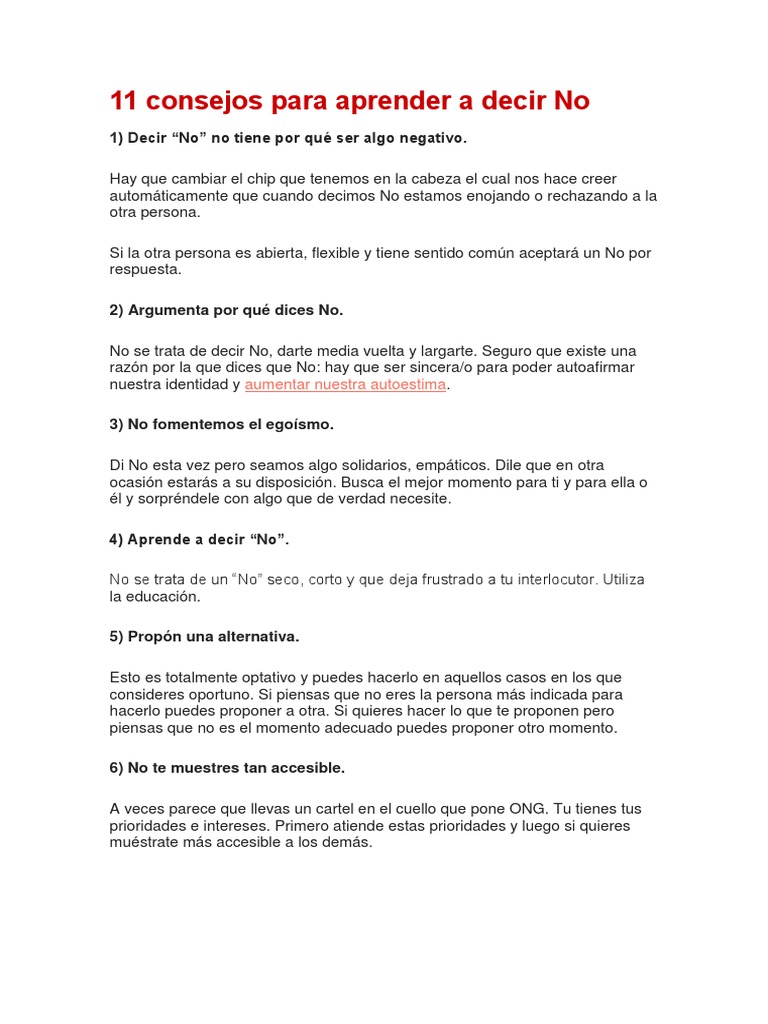 Aprender A Decir No | PDF | Autoestima | Aprendizaje, image size:768x1024