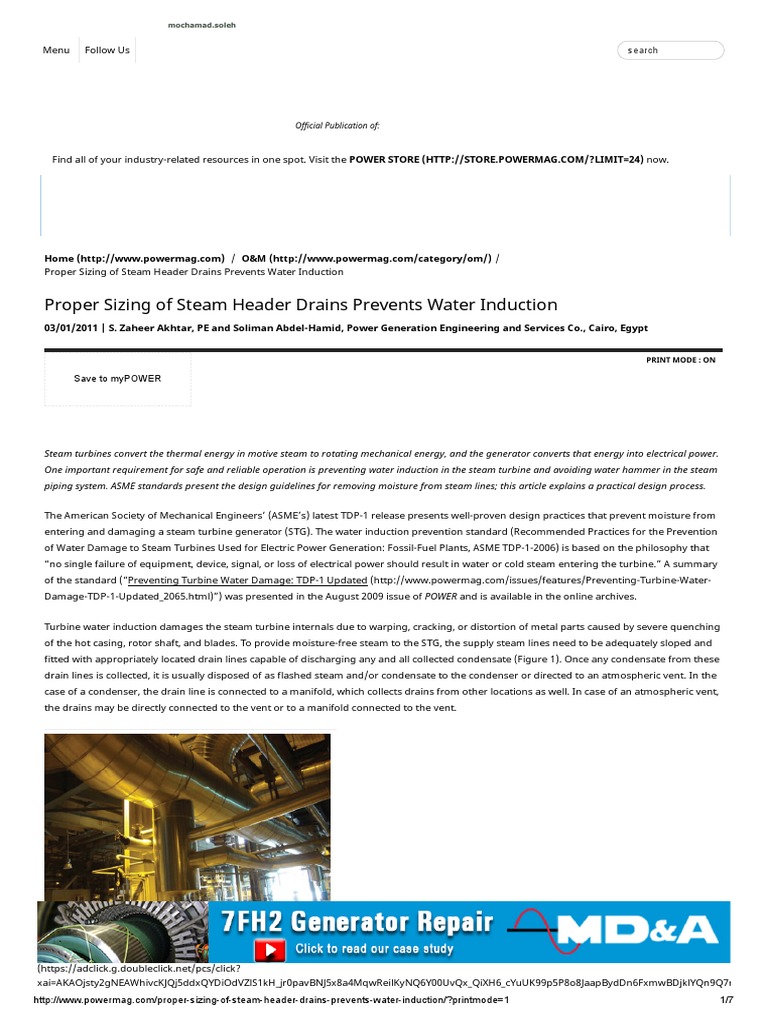 Proper Sizing of Steam Header Drains | PDF | Fluid Dynamics | Steam