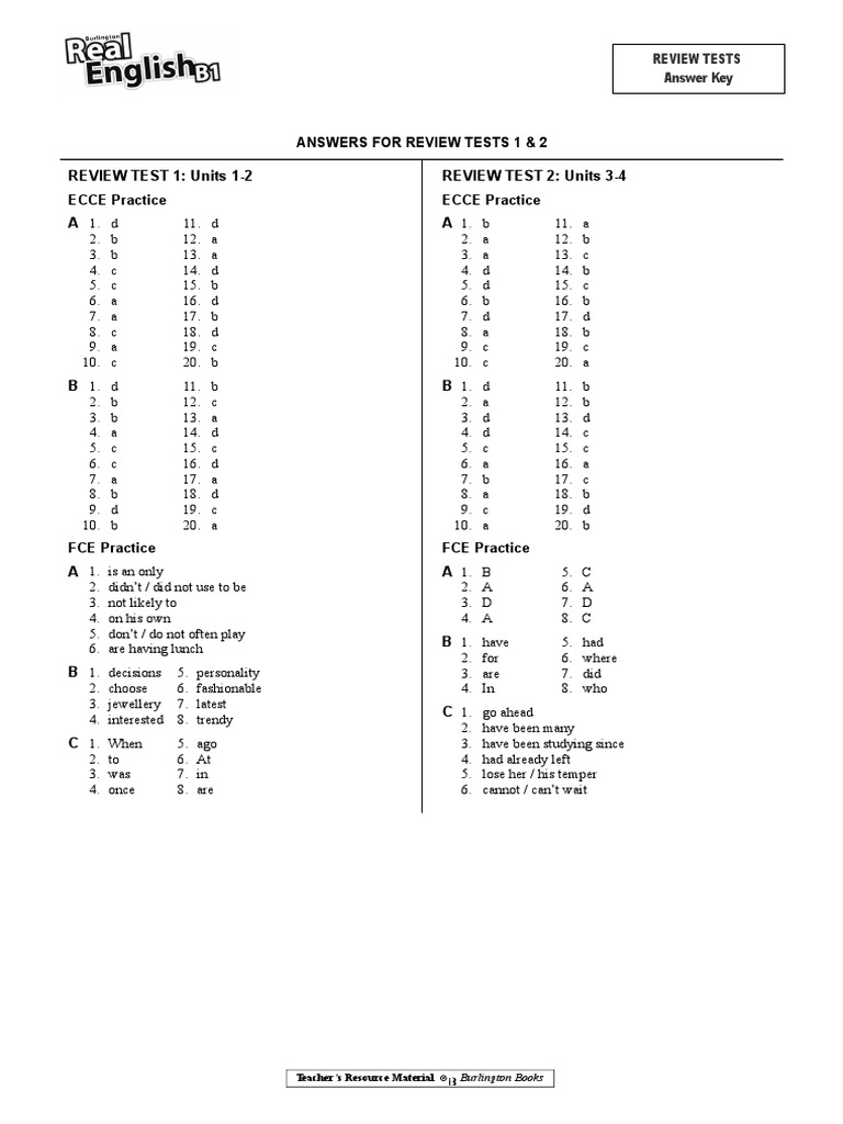 Answers For Review Tests 1 & 2 | PDF | Chess | Chess Theory