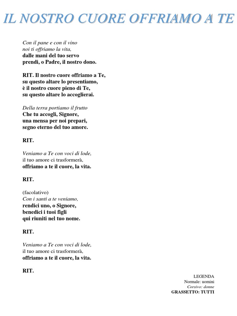 Con Questo Pane Con Questo Vino Spartito Pdf