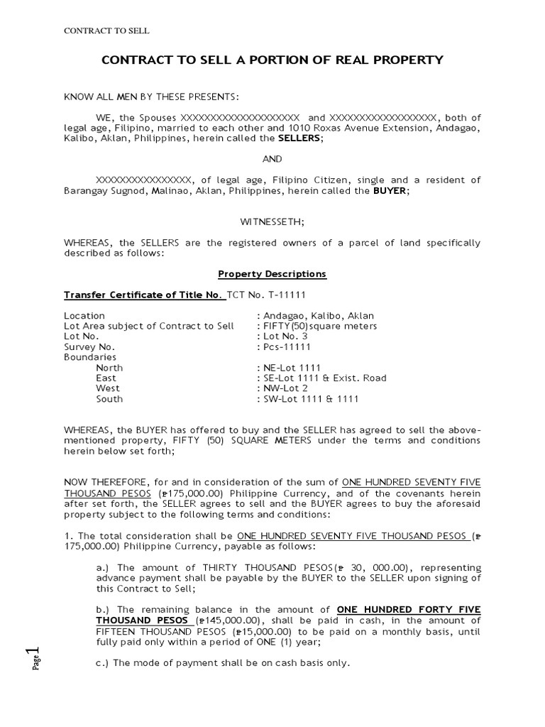 Contract to Sell Deed Land Lot Free 30day Trial Scribd