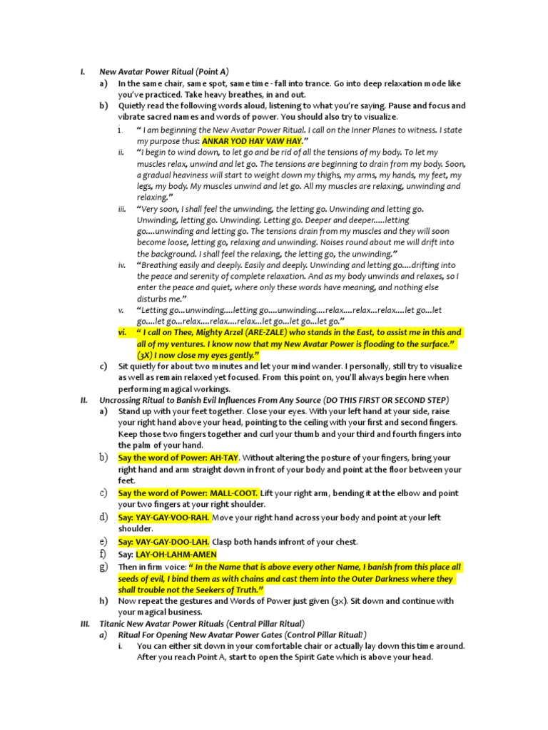 New Avatar Power Ritual Guide | PDF | Hand | Religion And Belief