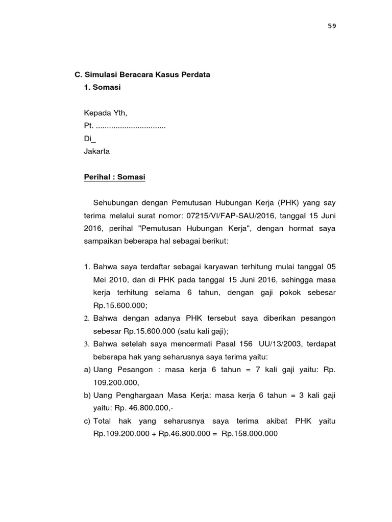 Somasi Contoh