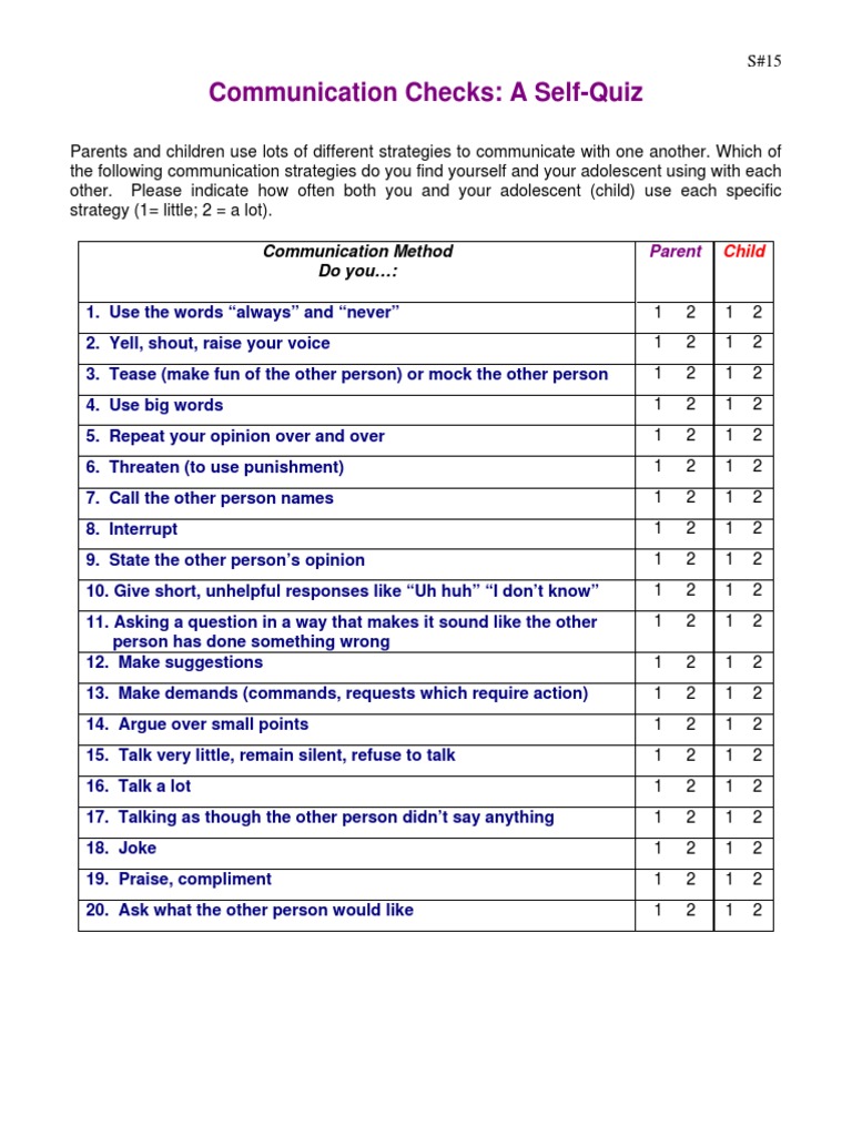 Parent-Adolescent Communication Quiz | PDF | Semiotics | Human ...