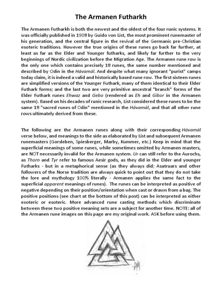 Armanen Futharkh: Runes and Meanings | PDF | Runes | Religion And Belief