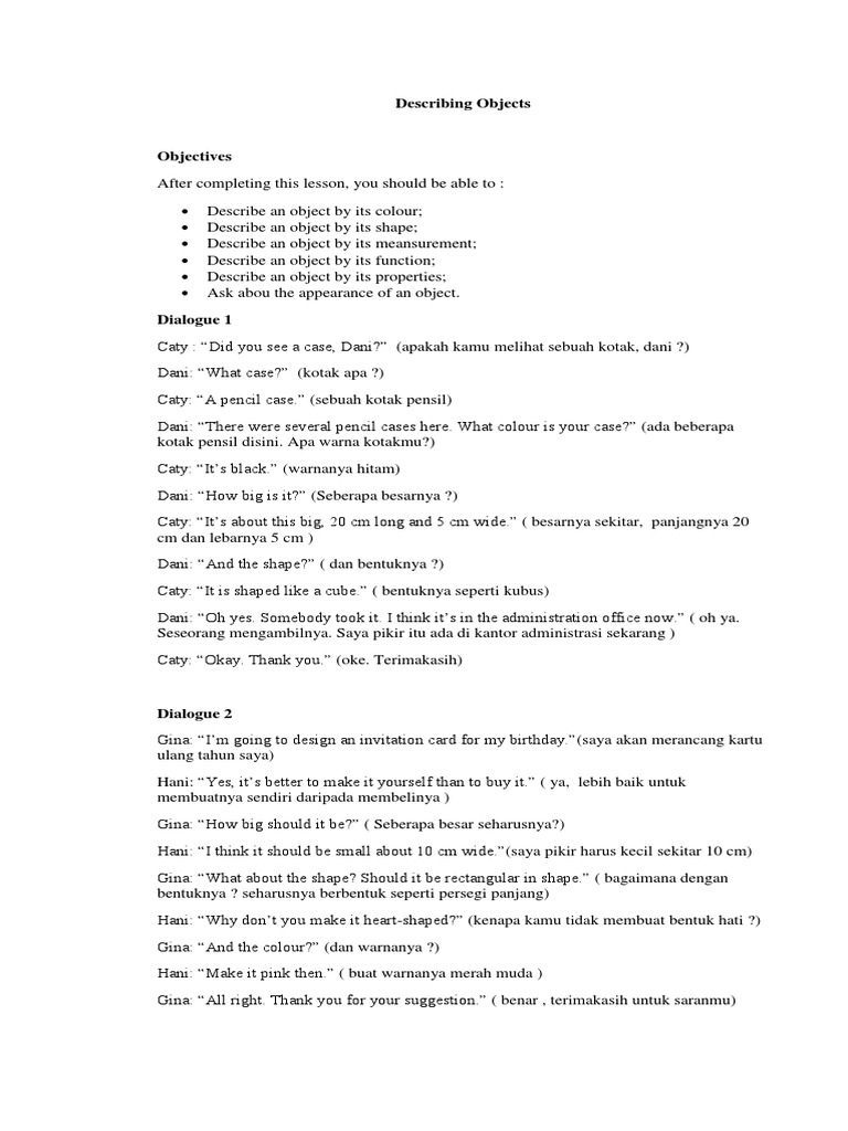 Describing Objects  Geometric Objects  Geometric Shapes