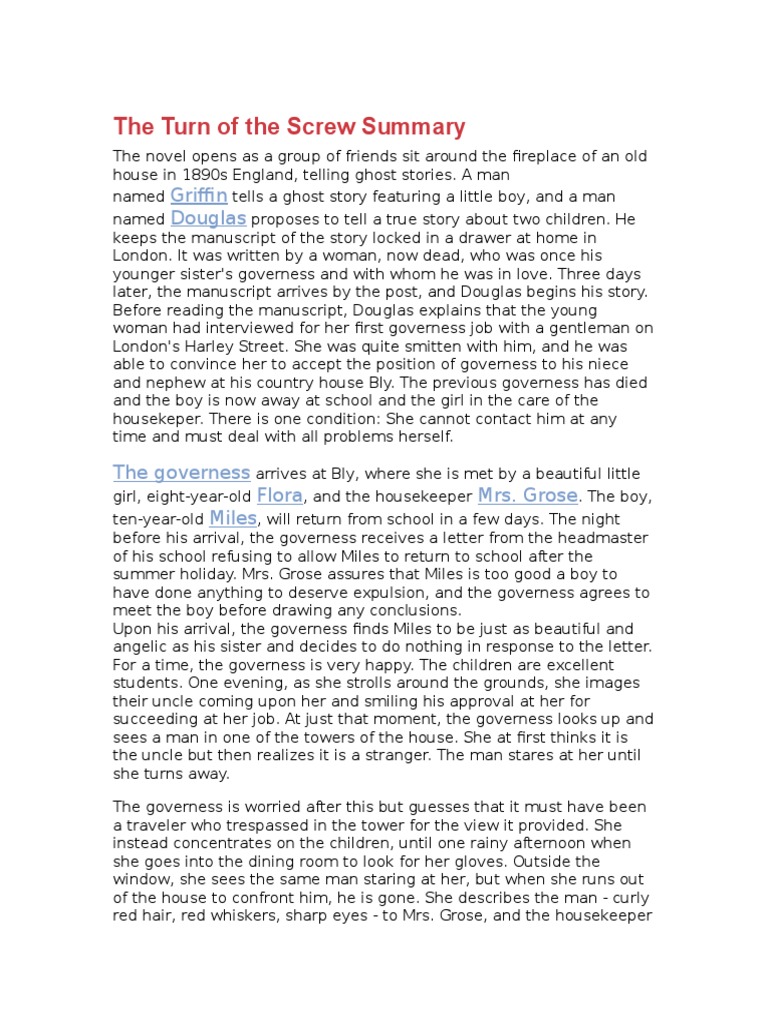 The Turn of The Screw Summary: Griffin Douglas | PDF