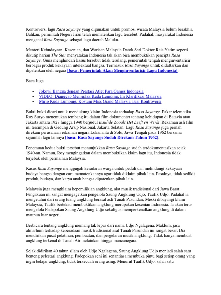 Doc Budaya Indonesia Yang Telah Di Akui Negara Lain Maha Restu Academia Edu