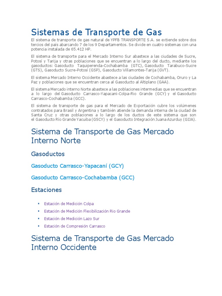 Sistemas de Transporte de Gas | PDF | América del Sur | Energía y recursos