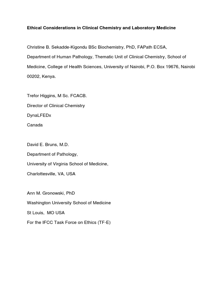 Ethical Issues in Laboratory Medicine | PDF | Medical Ethics | Medical ...