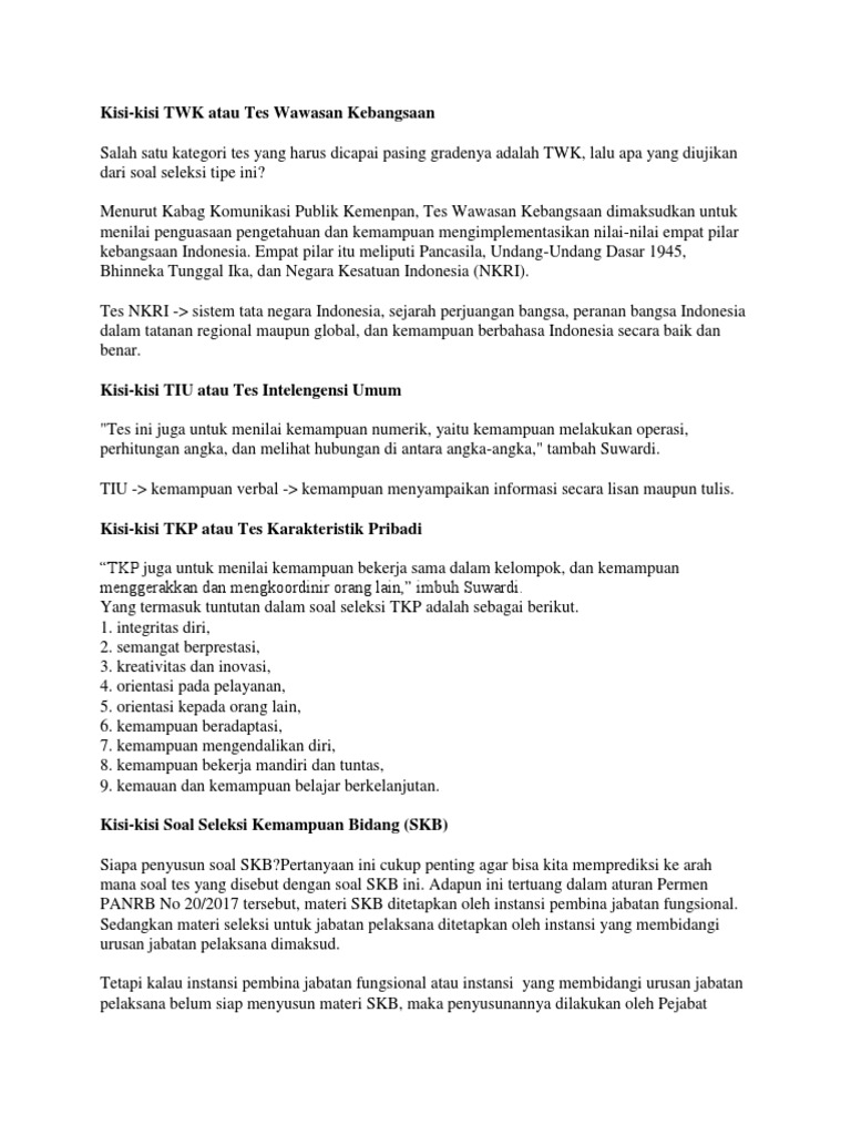 Contoh Soal Skb Jabatan Pelaksana Ilmusosial Id