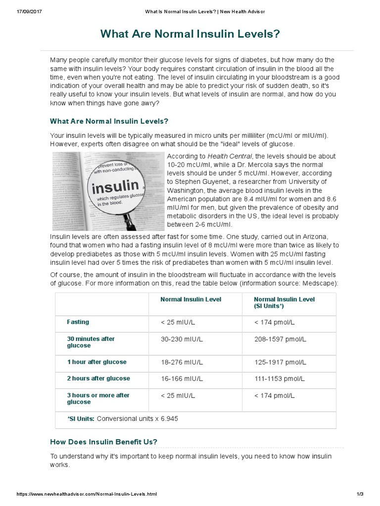 What is Normal Insulin Levels_ _ New Health Advisor Prediabetes Insulin